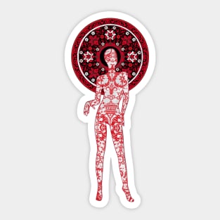 Alien Fashionista White Red on Black Sticker